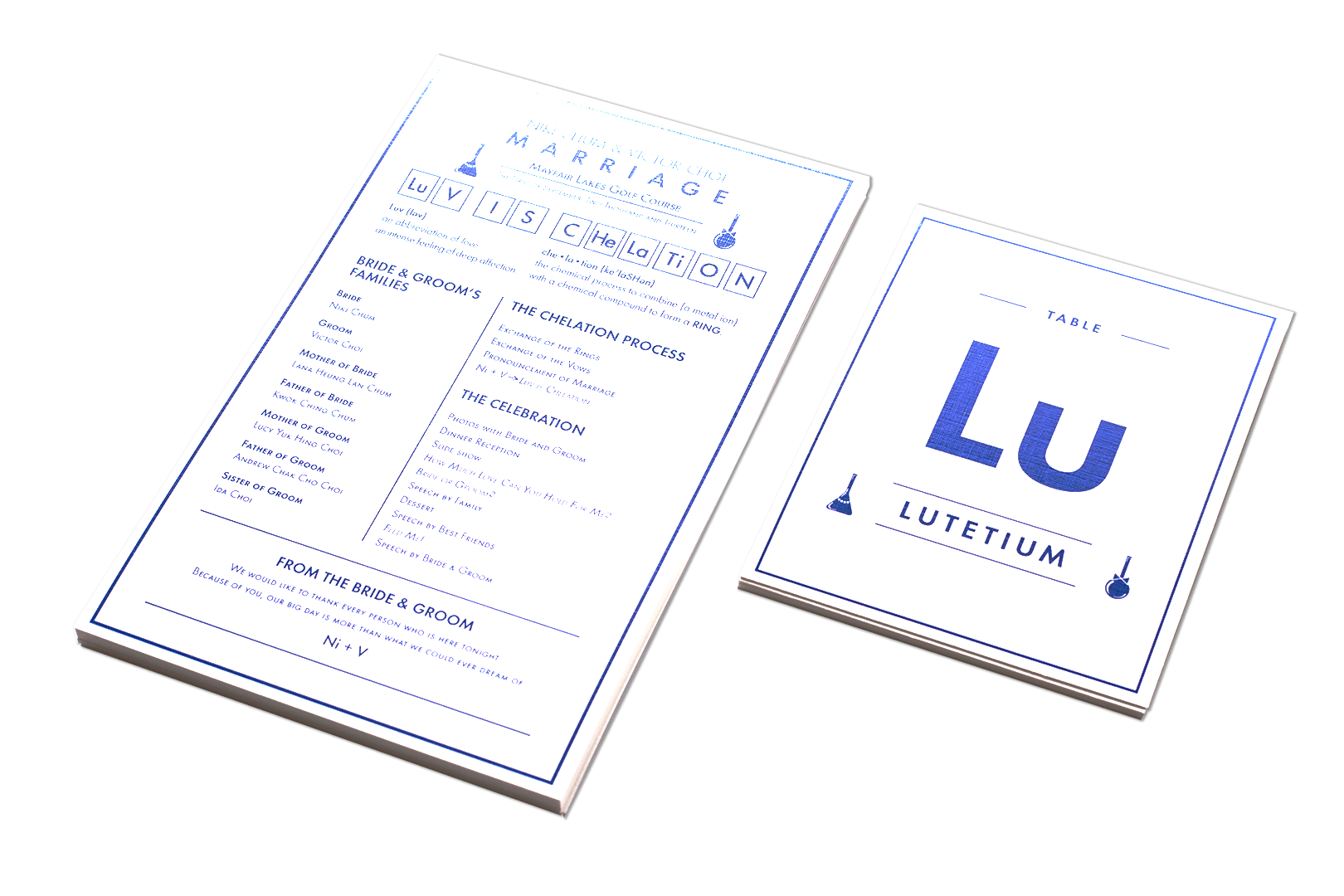 NI+V Wedding — Program & Table Cards